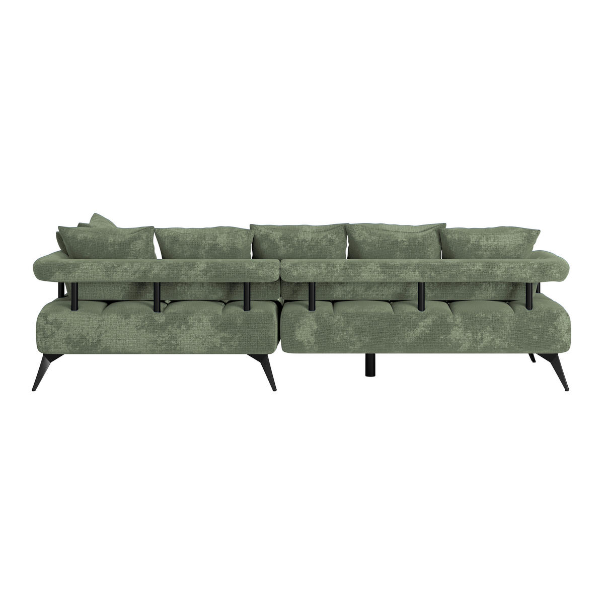 ECKSOFA in Flachgewebe Mintgrün  - Schwarz/Mintgrün, Modern, Kunststoff/Textil (297/200cm) - Livetastic