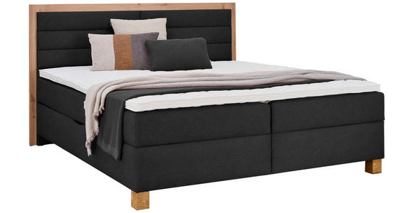 BOXBETT 160/200 cm in Schwarz, Eiche Artisan - Schwarz/Eiche Artisan, KONVENTIONELL, Holz/Textil (160/200cm) - Carryhome