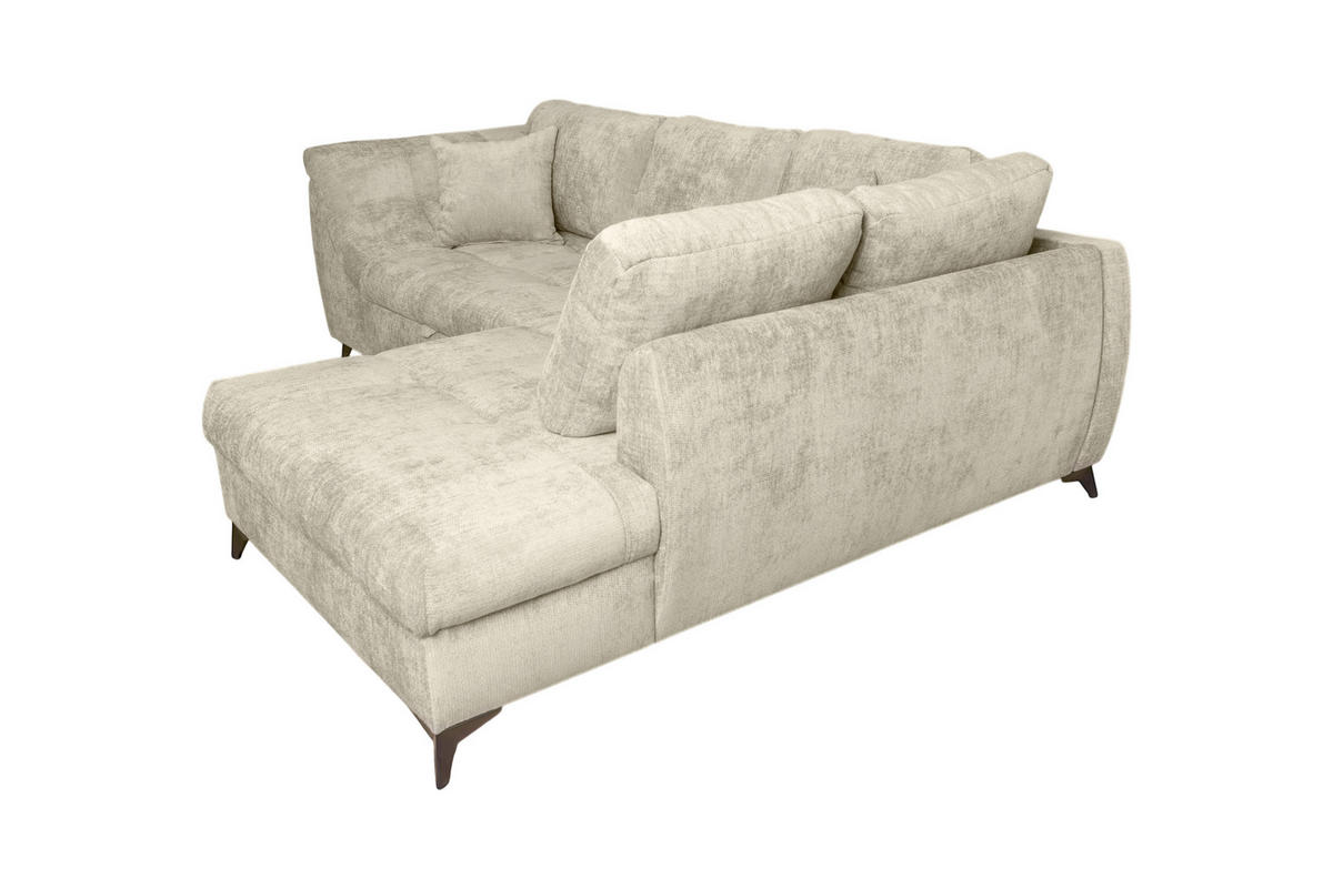 ECKSOFA LIVANO Beige Chenille Liegefläche im Originalstoff  - Beige/Schwarz, Design, Textil/Metall (250/190cm) - P & B