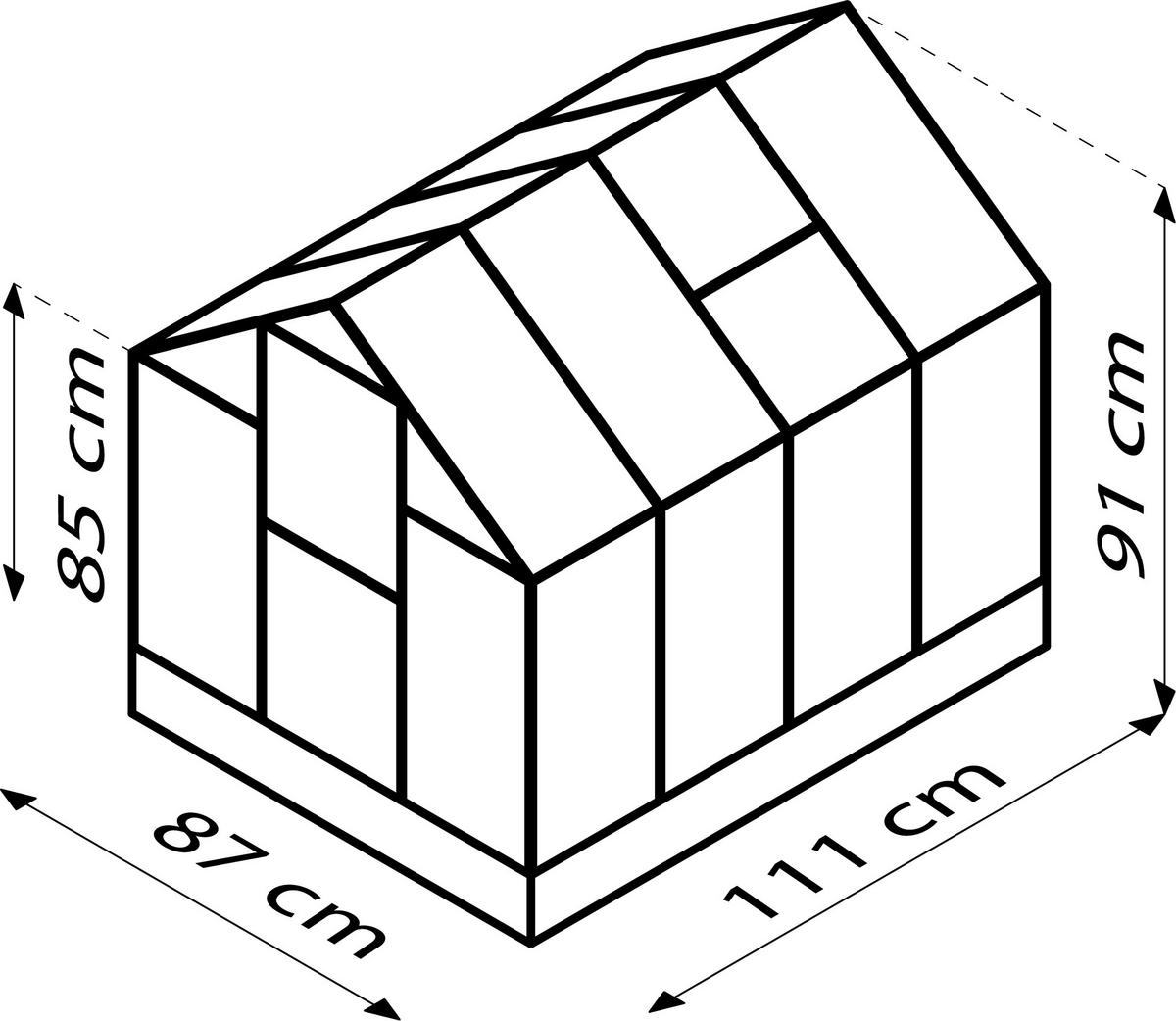 GEWÄCHSHAUS 87,2/106,5/120 cm  - Schwarz, Basics, Metall (87,2/106,5/120cm)