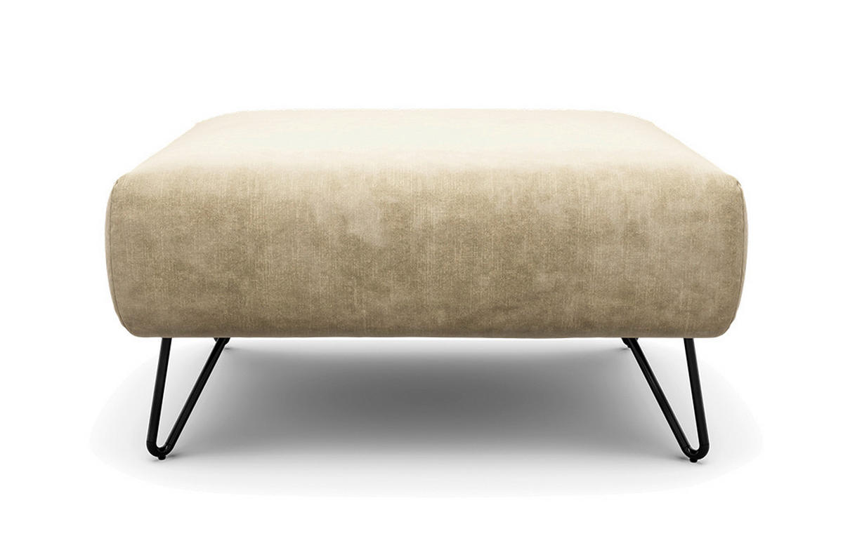 HOCKER Samt Naturfarben  - Schwarz/Naturfarben, Design, Textil/Metall (90/70/46cm) - SENSOO