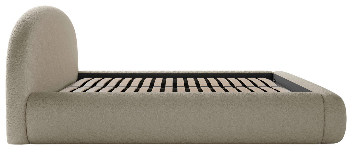 POLSTERBETT 180/200 cm,  in Taupe, gepolstertes Kopfteil, Lattenrost, Bettkasten,  - Taupe/Schwarz, Design, Holz/Textil (180/200cm) - Chameo