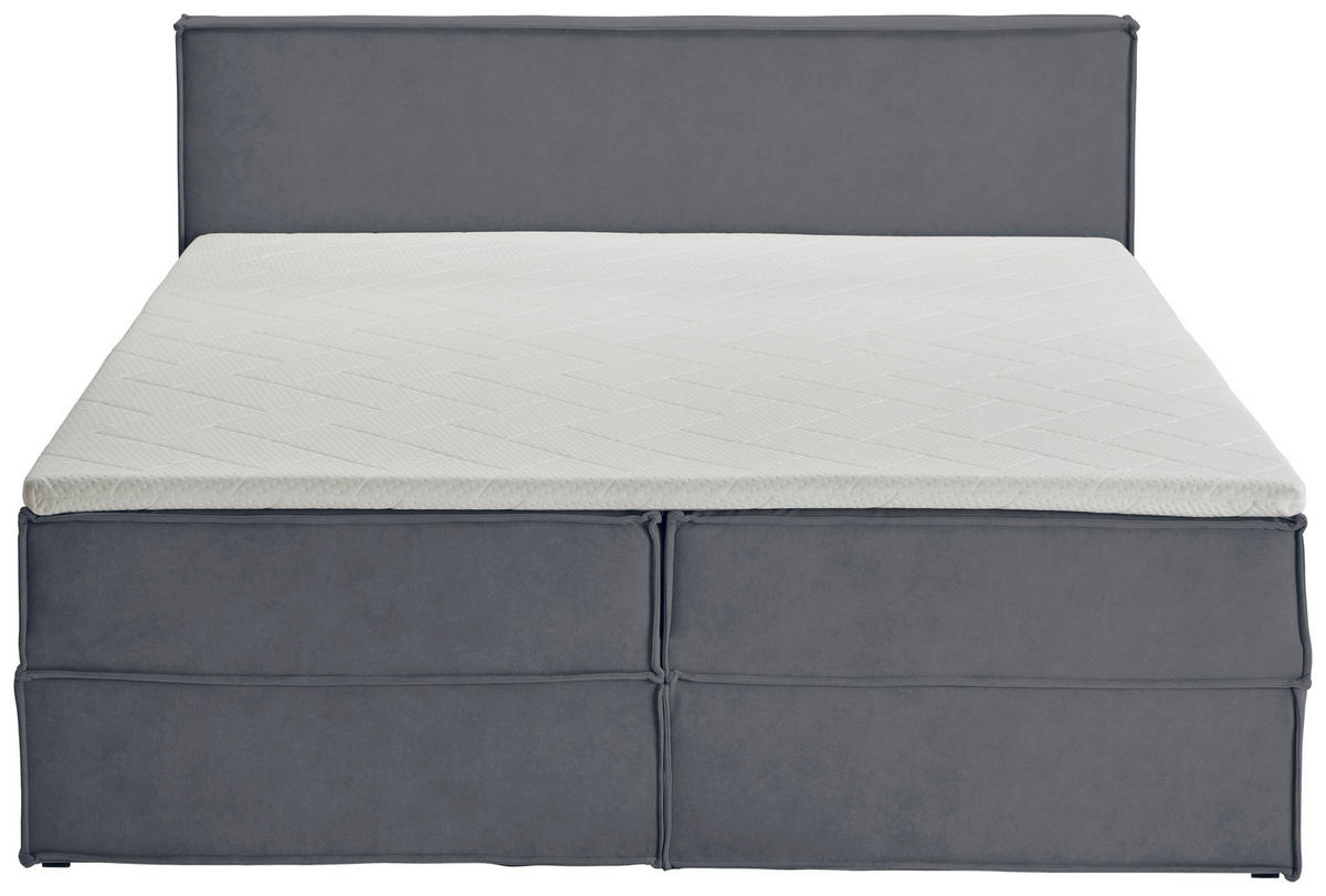 BOXBETT 180/200 cm,  in Anthrazit, Bettkasten, Topper, H3 + H3 = fest  - Anthrazit/Schwarz, Design, Kunststoff/Textil (180/200cm) - Chameo