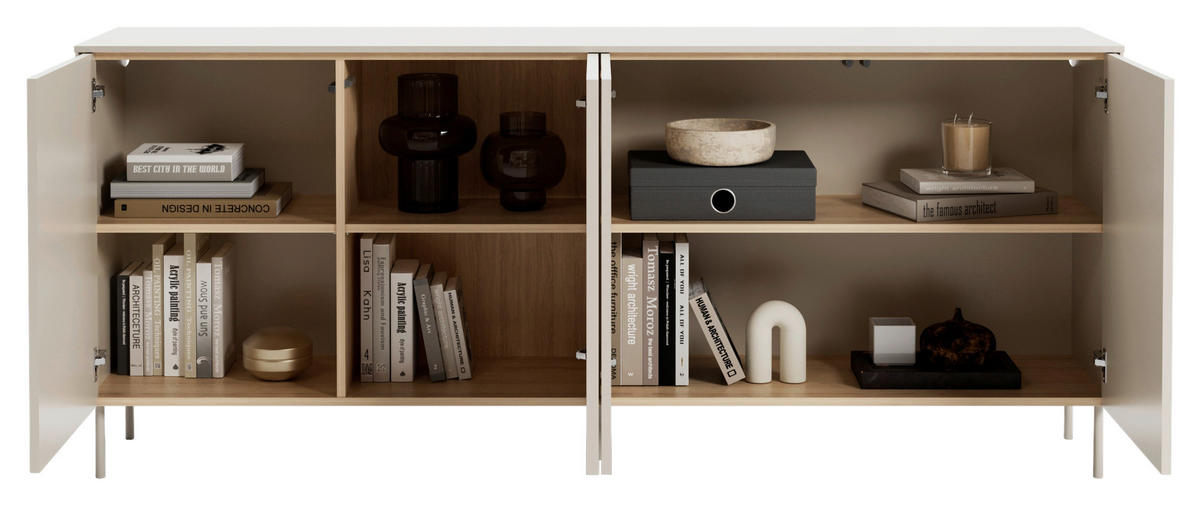 SIDEBOARD 195/83/41 cm Eichefarben, Kaschmir  195/83/41 cm  - Kaschmir/Eichefarben, MODERN, Glas/Holzwerkstoff (195/83/41cm) - Carryhome