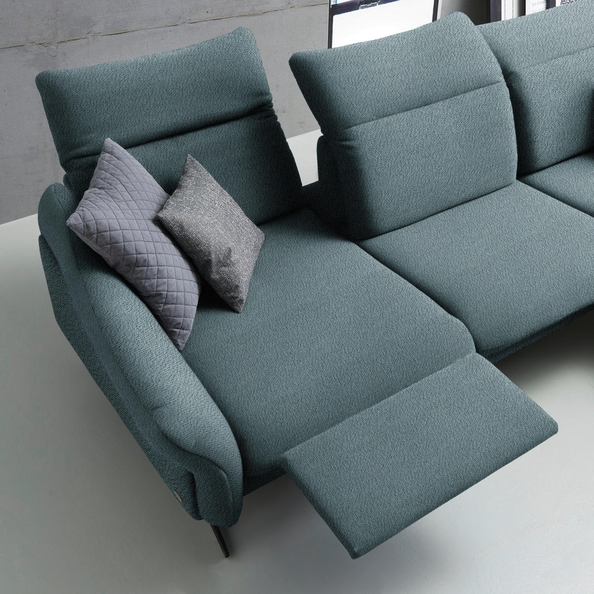 ECKSOFA in Webstoff Hellblau  - Anthrazit/Hellblau, Design, Textil/Metall (299/203cm) - Himolla