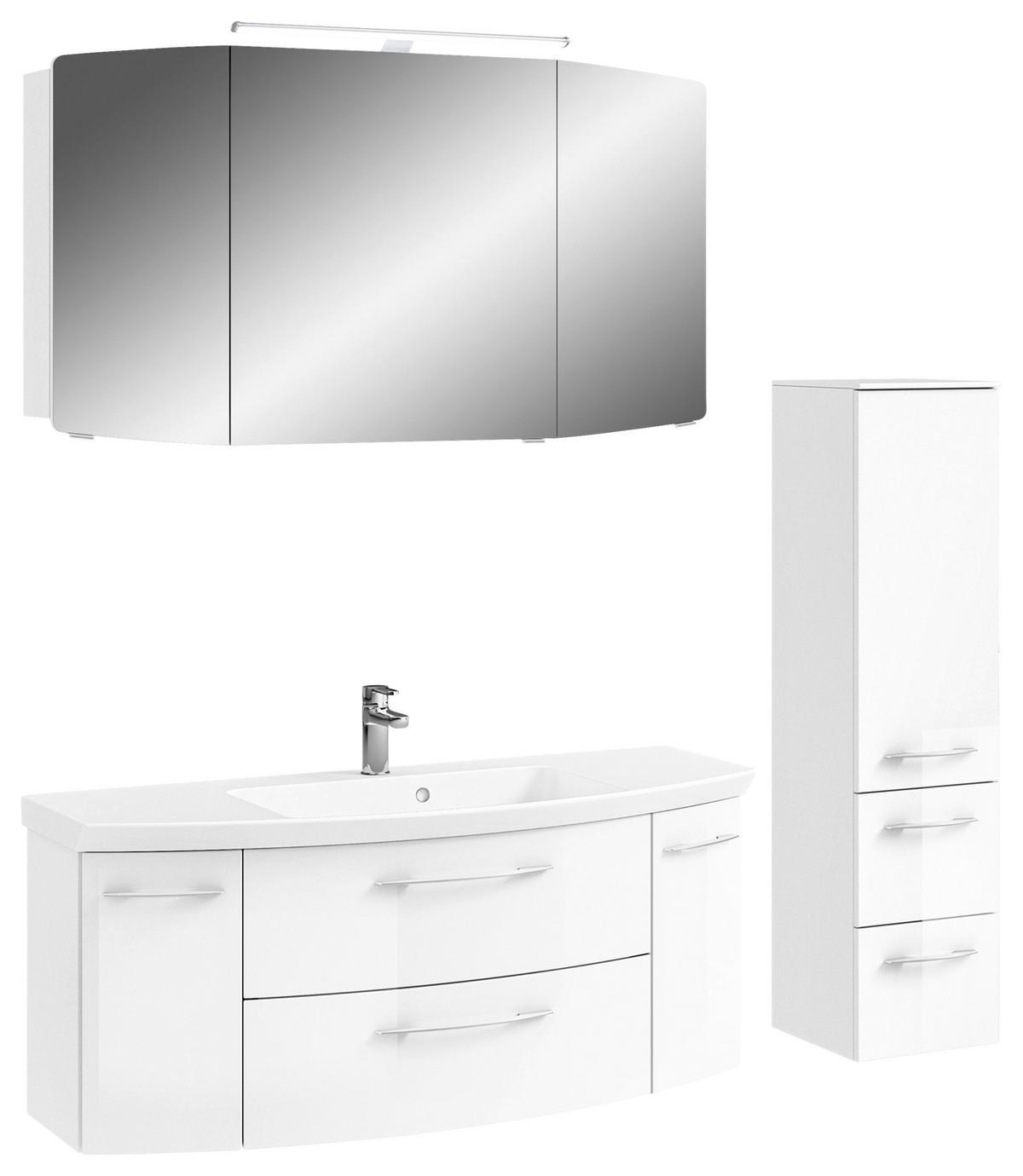 BADEZIMMER 4-teilig  in 151 cm  - Chromfarben/Weiß Hochglanz, KONVENTIONELL, Glas/Holzwerkstoff (151cm) - Pelipal