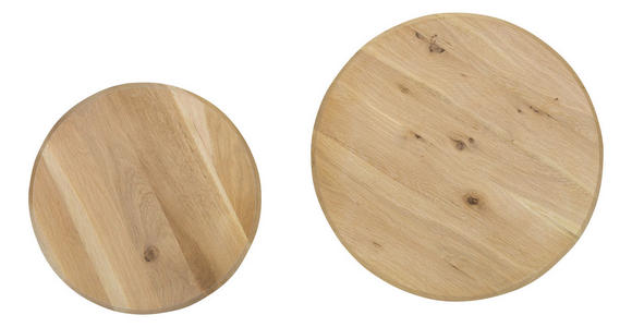 BEISTELLTISCHSET Eiche massiv rund Eichefarben  - Eichefarben/Weiß, Design, Holz/Metall (50/40/50/40/50/45cm) - Landscape