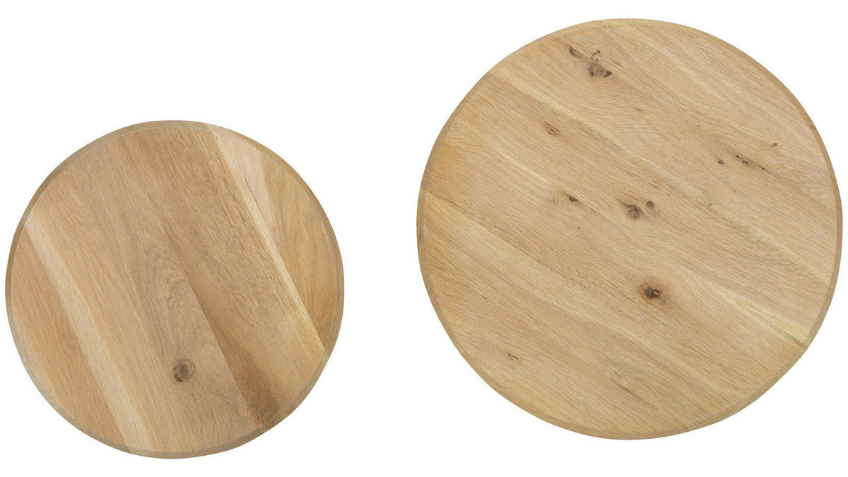BEISTELLTISCHSET Eiche massiv rund Eichefarben  - Eichefarben/Weiß, Design, Holz/Metall (50/40/50/40/50/45cm) - Landscape