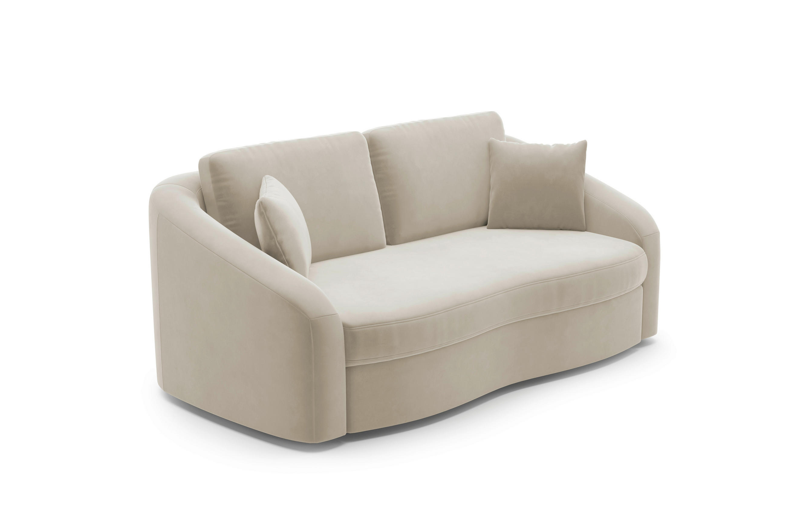 2,5-SITZER in Samt Sandfarben  - Sandfarben/Schwarz, Modern, Kunststoff/Textil (196/88/107cm) - Sit & More