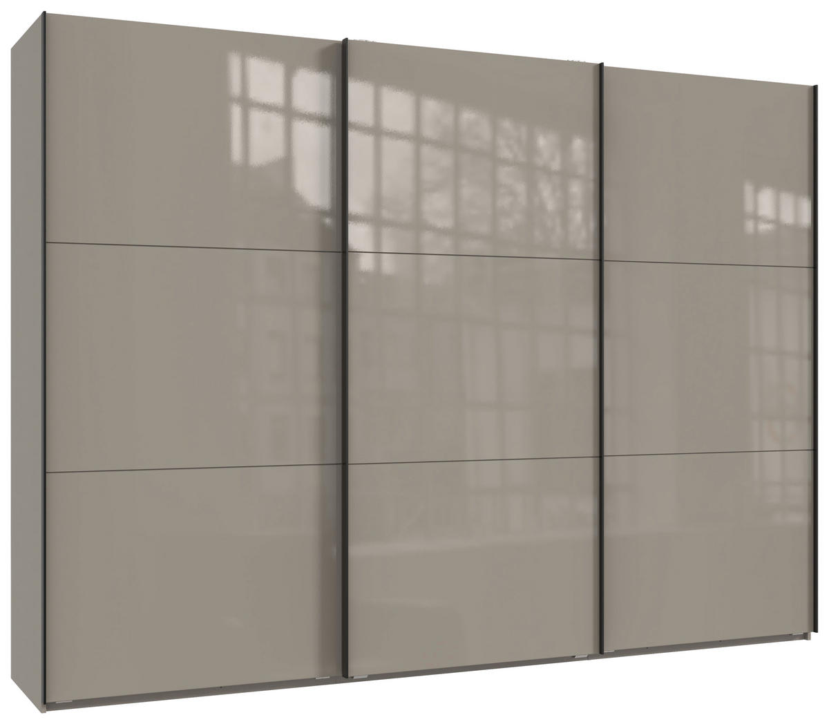 SCHWEBETÜRENSCHRANK 300/216/65 cm 3-türig Sahara  - Schwarz/Sahara, KONVENTIONELL, Glas/Holzwerkstoff (300/216/65cm) - Stylife