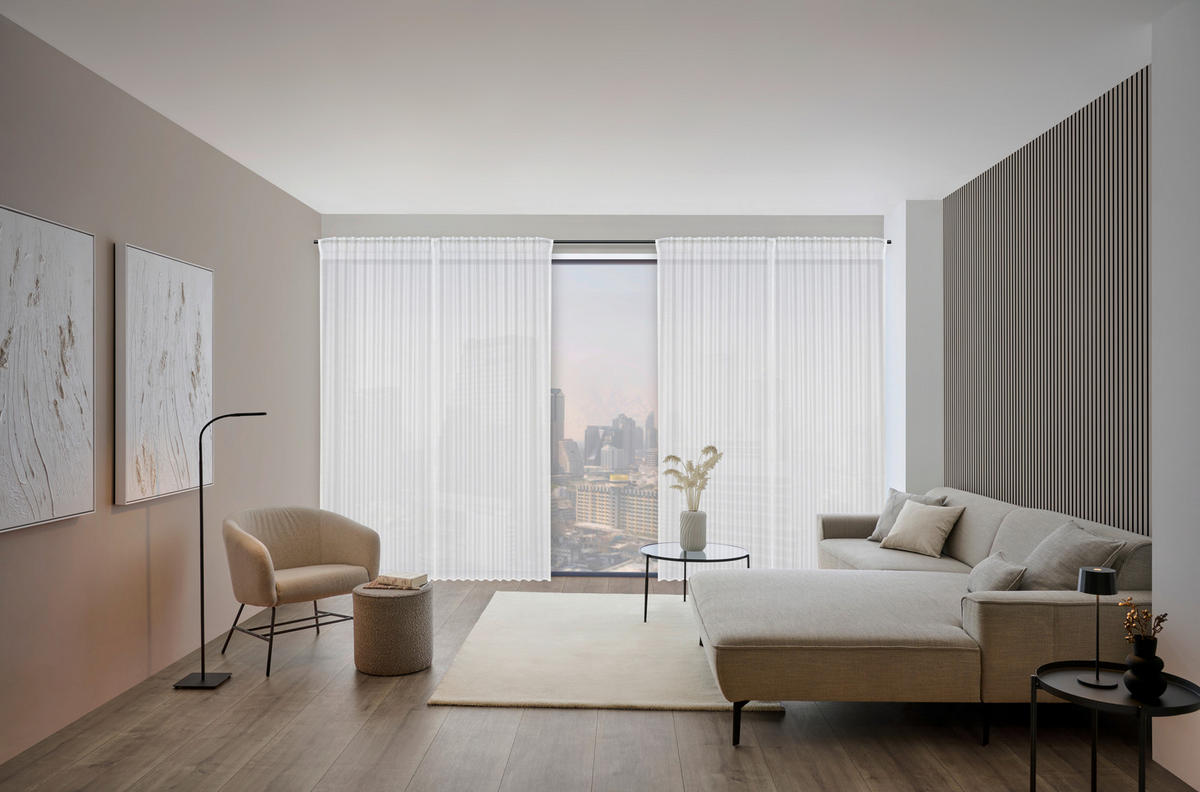FERTIGSTORE  transparent   140/260 cm  - Elfenbein/Weiß, Basics, Textil (140/260cm) - Dieter Knoll