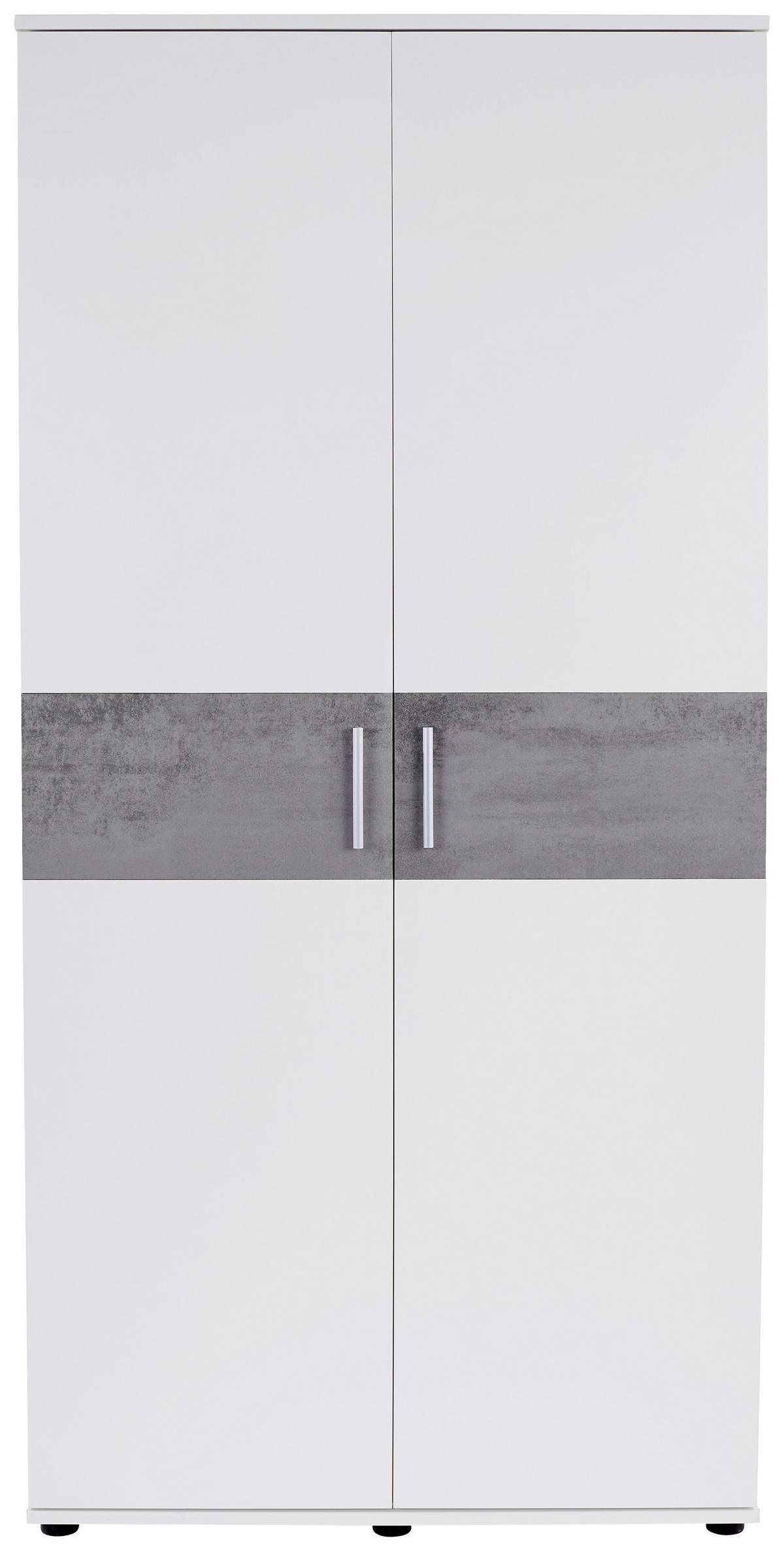 KLEIDERSCHRANK 2-türig Weiß, Dunkelgrau  - Dunkelgrau/Silberfarben, KONVENTIONELL, Holzwerkstoff/Kunststoff (90/191,1/55cm) - MID.YOU