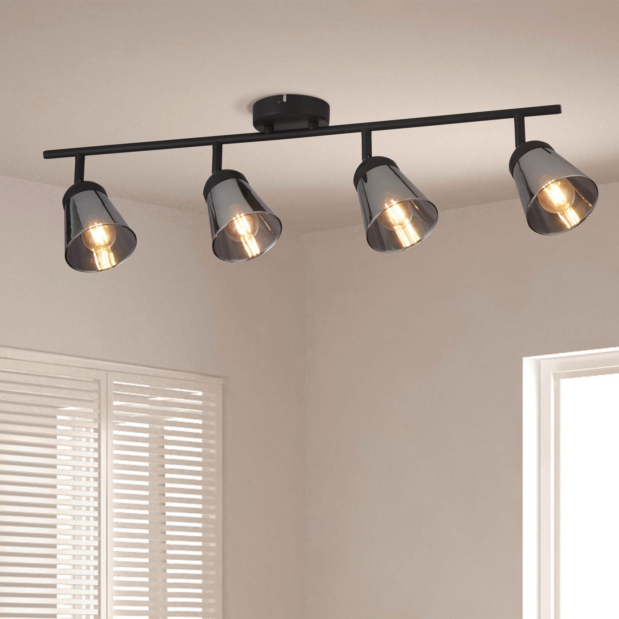 DECKENSTRAHLER Mega 83/24/14 cm   - Schwarz, Basics, Glas/Metall (83/24/14cm)