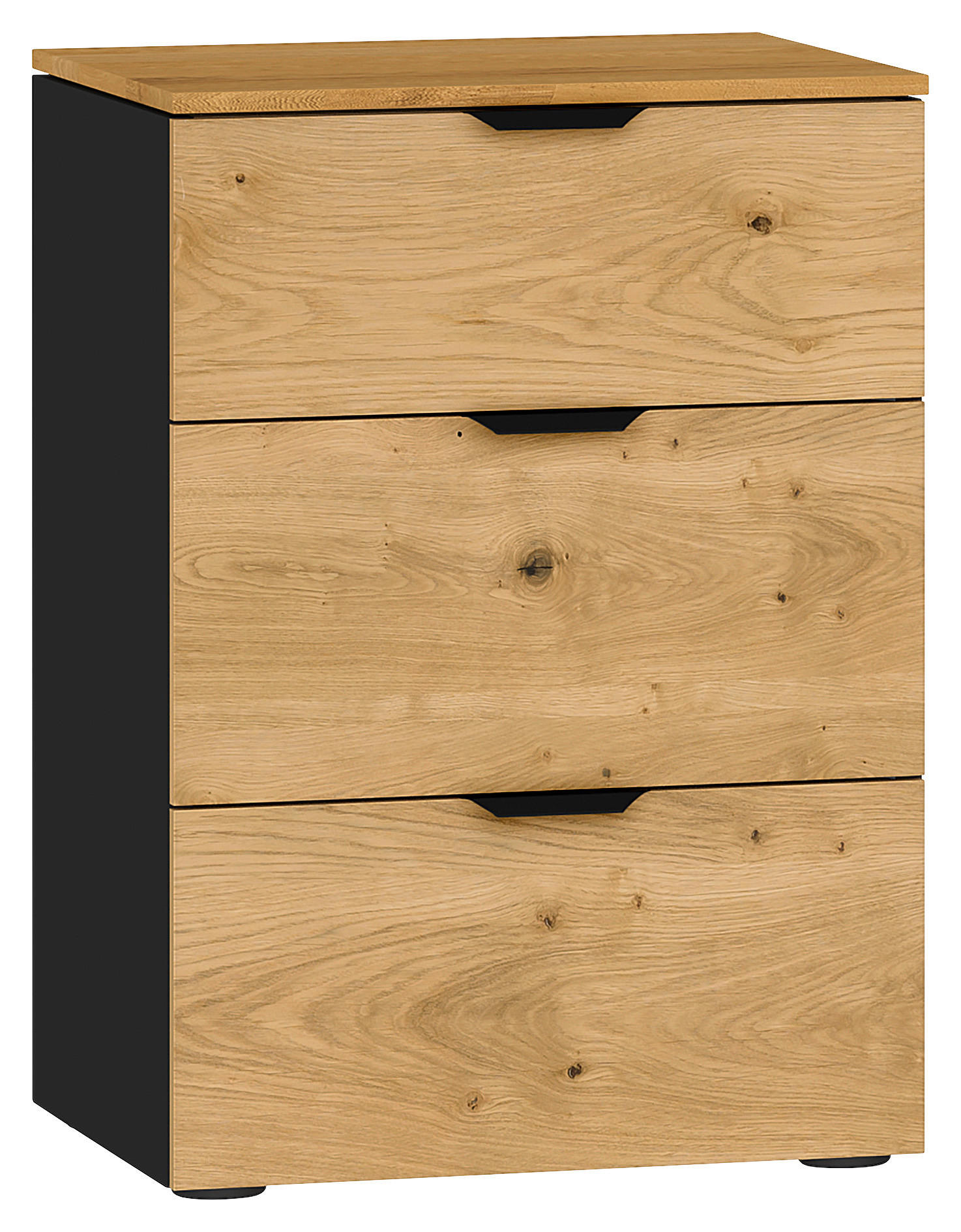 NACHTKÄSTCHEN 45/65/43 cm  in furniert Eiche Schwarz, Eichefarben  - Eichefarben/Schwarz, Design, Holz/Holzwerkstoff (45/65/43cm) - Jutzler