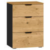 NACHTKÄSTCHEN 45/65/43 cm  in furniert Eiche Schwarz, Eichefarben  - Eichefarben/Schwarz, Design, Holz/Holzwerkstoff (45/65/43cm) - Jutzler