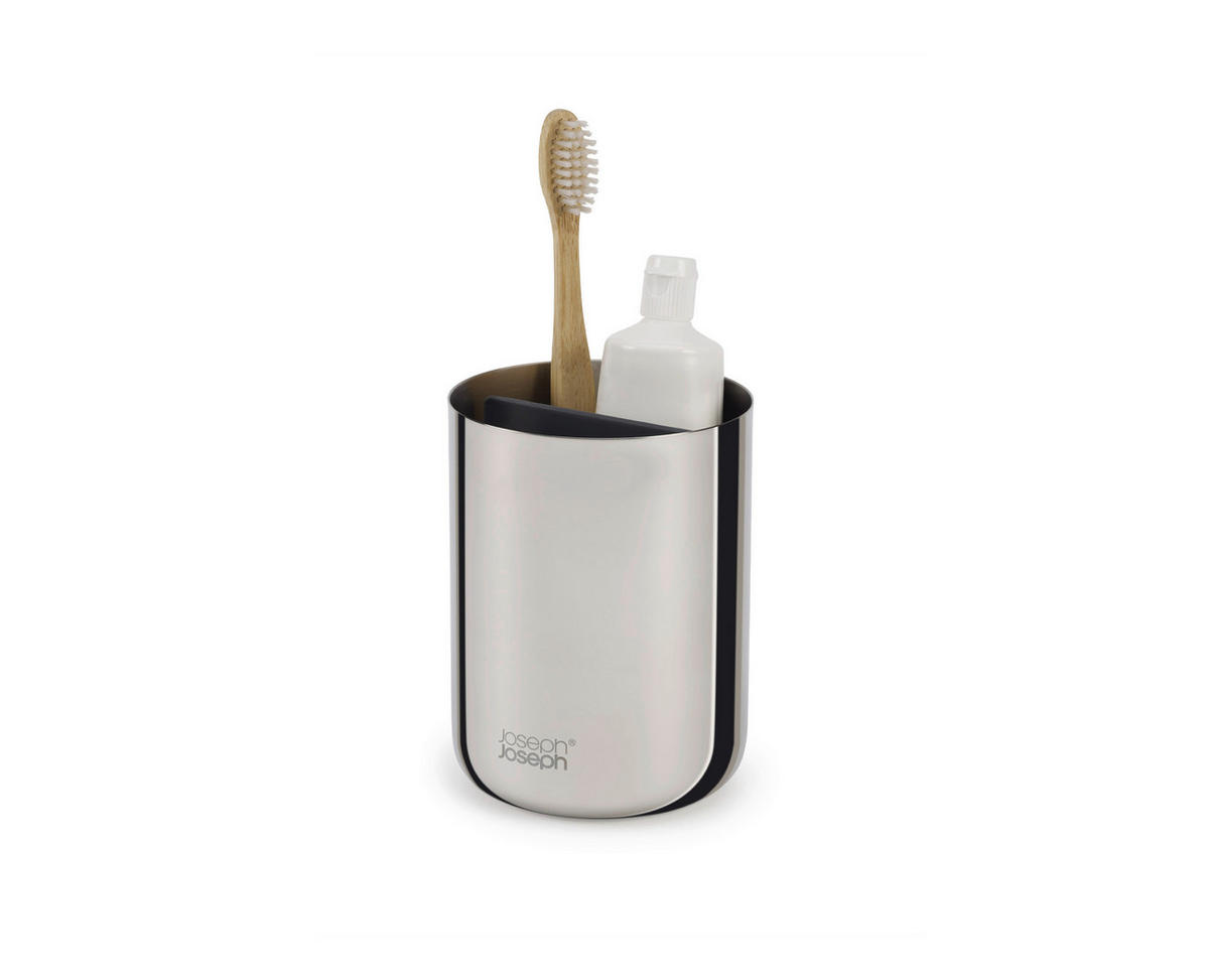 DRŽAČ ČETKICE ZA ZUBE  crna, boja nerđajućeg čelika  metal, plastika  - boja nerđajućeg čelika/crna, Konvencionalno, metal/plastika (9/11.7/9cm) - Joseph Joseph