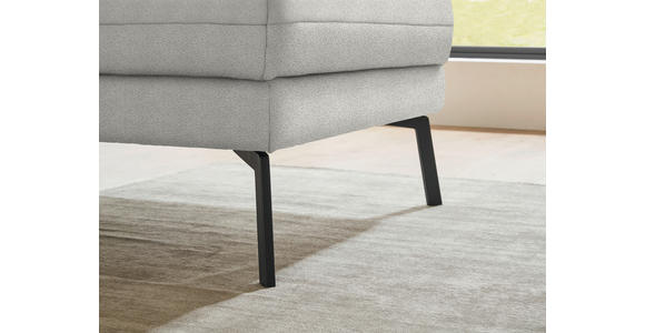 ECKSOFA  in Flachgewebe Silberfarben Armteilverstellung, Relaxfunktion, Drehsitzfunktion  255-365/175-224 cm  - Silberfarben/Schwarz, Design, Textil/Metall (255-365/175-224cm) - Dieter Knoll