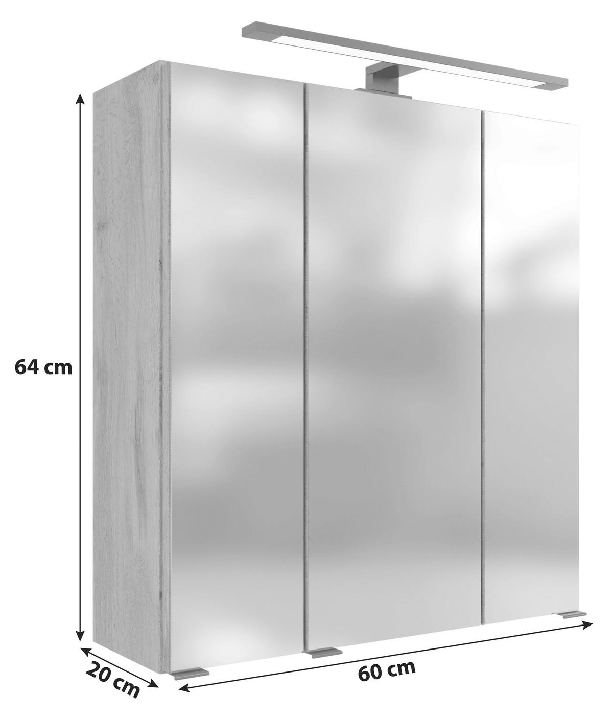 SPIEGELSCHRANK 60/64/20 cm  - Eichefarben, Modern, Glas/Holzwerkstoff (60/64/20cm) - Held