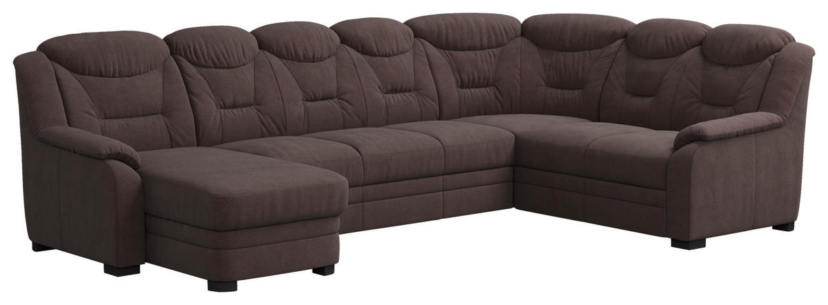 WOHNLANDSCHAFT in Chenille Braun  - Schwarz/Braun, Basics, Kunststoff/Textil (162/330/211cm) - MID.YOU