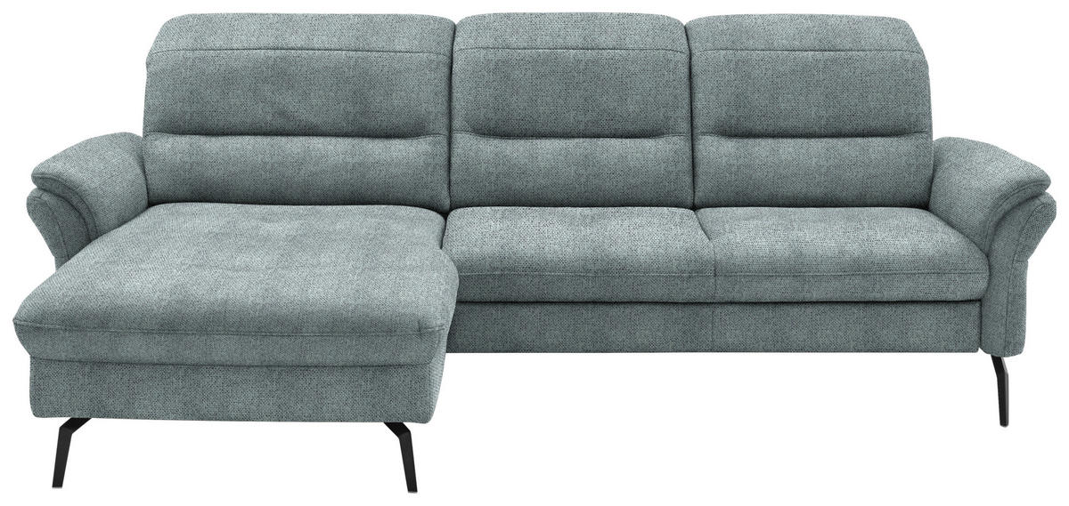 ECKSOFA in Flachgewebe Blaugrau  181/260 cm  - Blaugrau/Schwarz, KONVENTIONELL, Textil/Metall (181/260cm) - Beldomo Speed