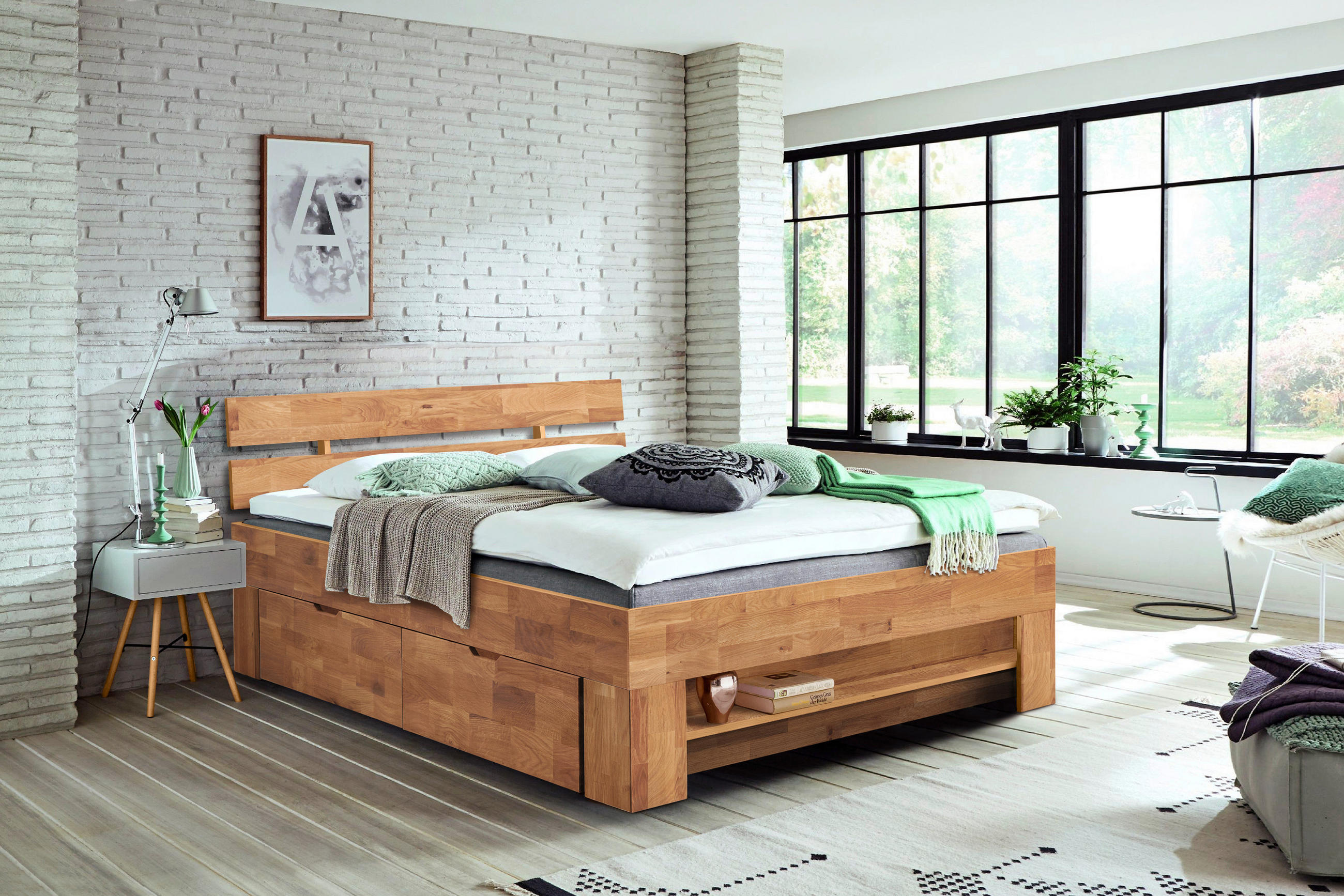 STAURAUMBETT 140/200 cm  in Eichefarben  - Eichefarben, Natur, Holz (140/200cm) - Livetastic