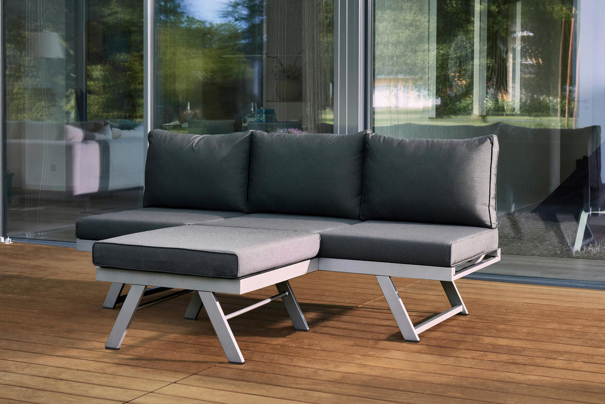 GARTENBANK 204/81/72 cm  Aluminium  - Hellgrau/Grau, Basics, Textil/Metall (204/81/72cm) - Sieger