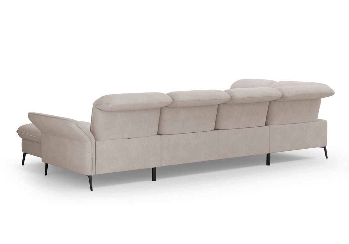 WOHNLANDSCHAFT in Flachgewebe Greige  - Greige/Schwarz, Konventionell, Textil/Metall (231/359/198cm) - Sit & More