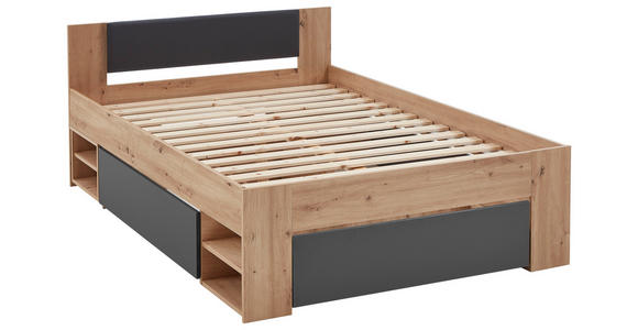 STAURAUMBETT 120/200 cm in Graphitfarben, Eiche Artisan - Graphitfarben/Eiche Artisan, KONVENTIONELL, Holzwerkstoff (120/200cm) - Carryhome