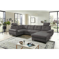 WOHNLANDSCHAFT SOLEI U in Chenille Dunkelgrau  - Dunkelgrau/Schwarz, Design, Kunststoff/Textil (184/334/188cm) - MID.YOU