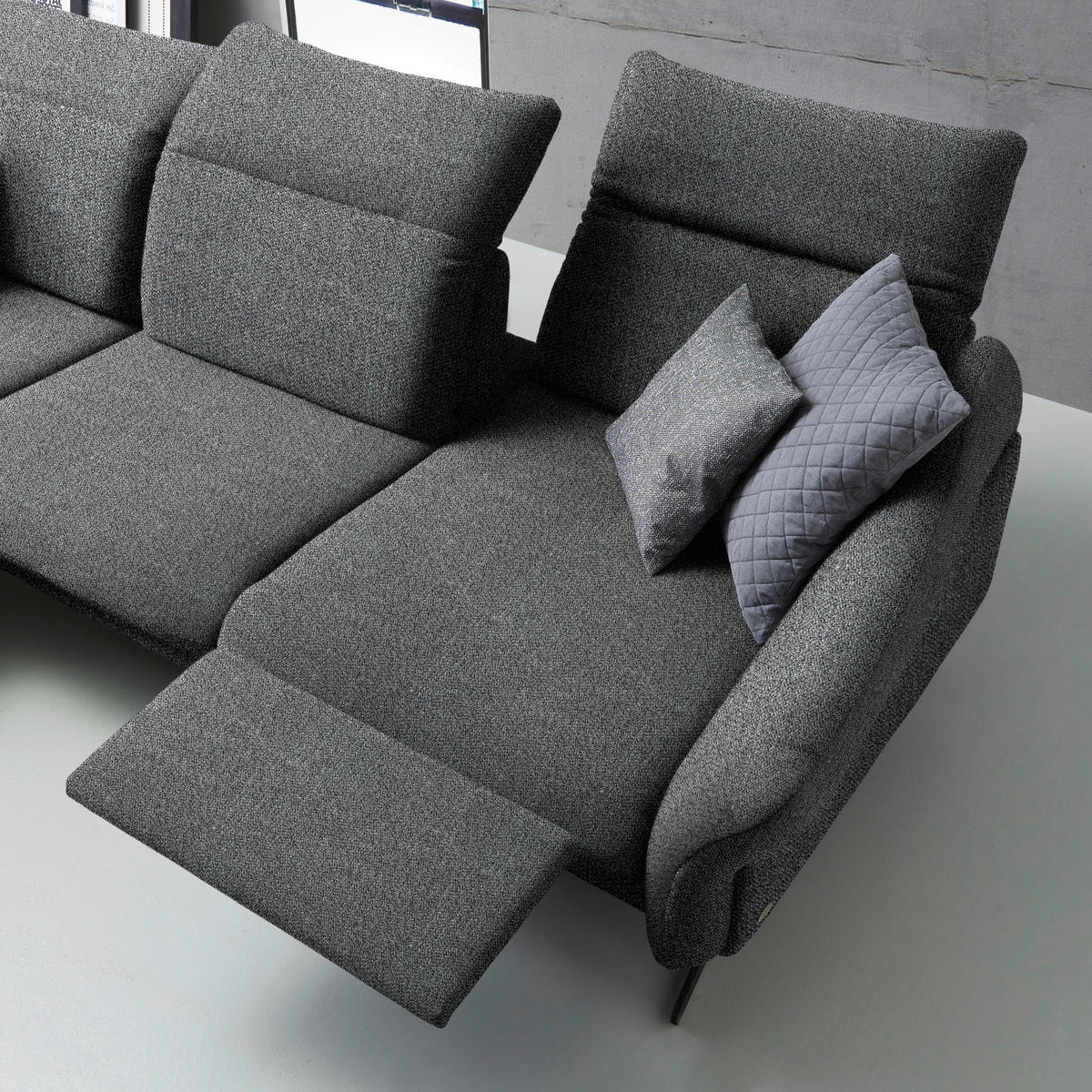 ECKSOFA in Webstoff Grau  - Anthrazit/Grau, Design, Textil/Metall (203/299cm) - Himolla
