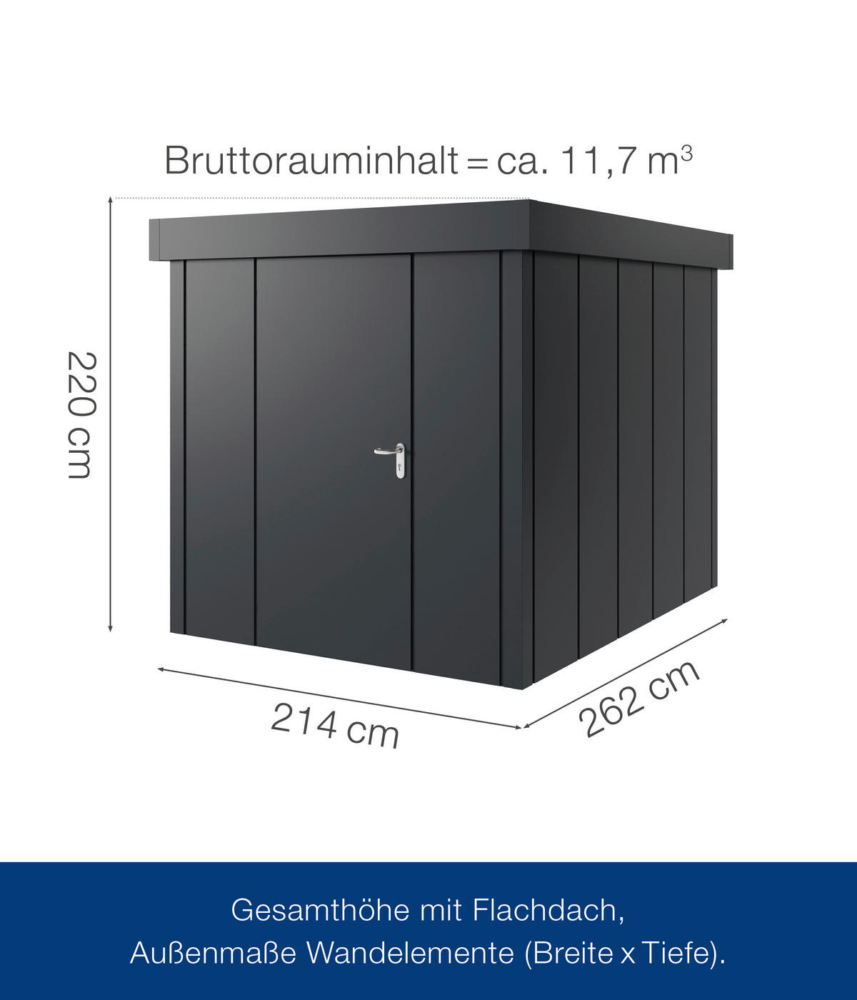 GERÄTEHAUS 229/220/277 cm  - Anthrazit, Basics, Metall (229/220/277cm)
