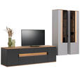 WOHNWAND  in Anthrazit, Grau, Eichefarben   - Eichefarben/Anthrazit, Design, Glas/Holz (297cm) - Dieter Knoll