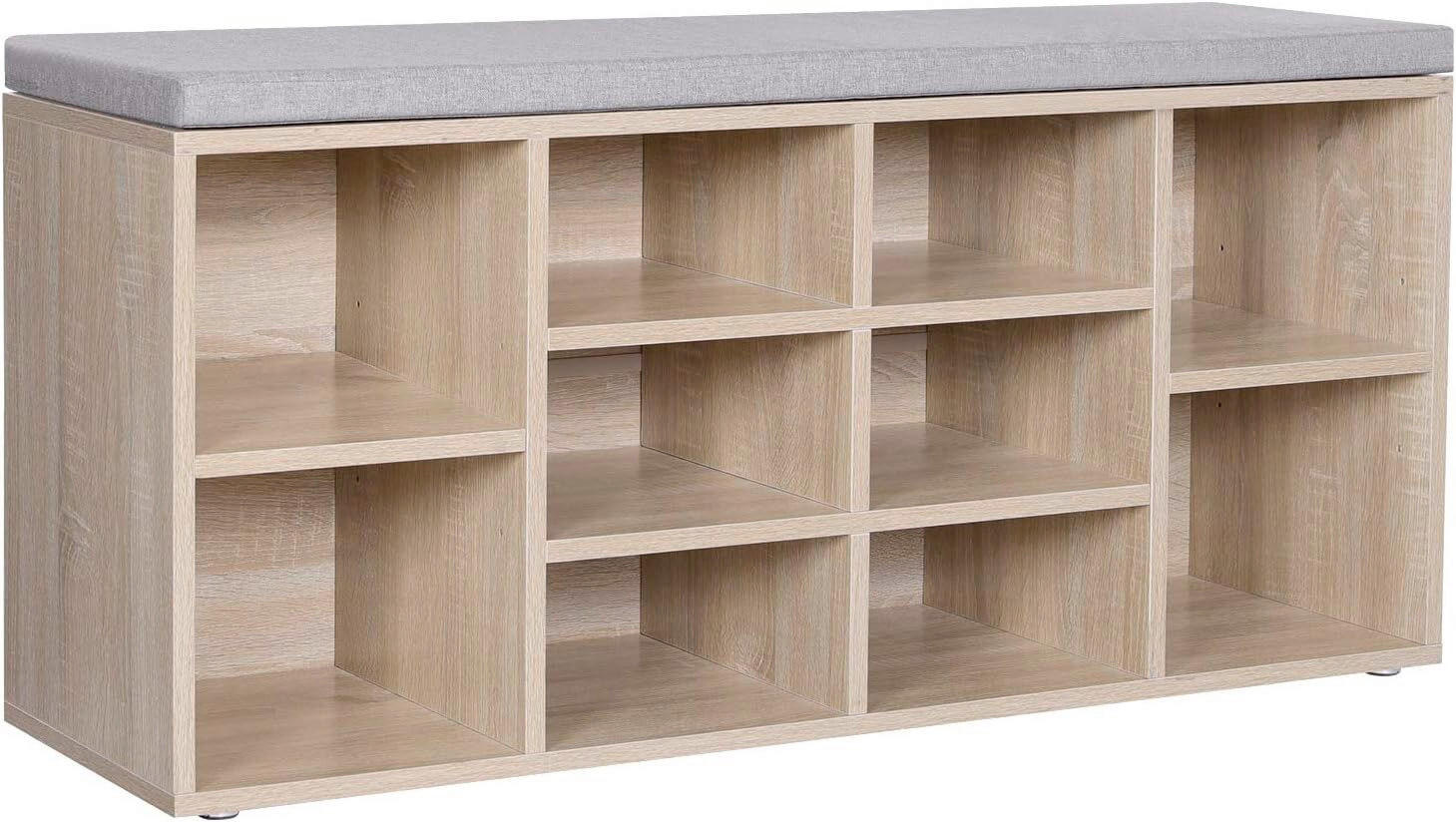 Boxxx SCHUHBANK Grau, Eiche 104cm × 30cm × 48cm