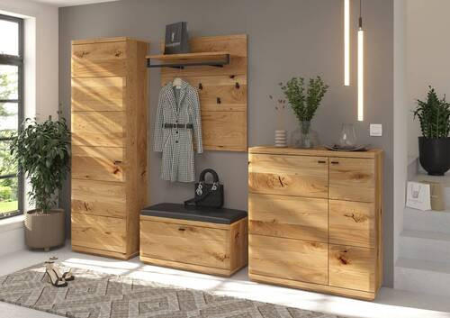 GARDEROBENBANK  in 90,8/43,8/38 cm  - Eichefarben/Anthrazit, Natur, Holz/Textil (90,8/43,8/38cm) - Linea Natura