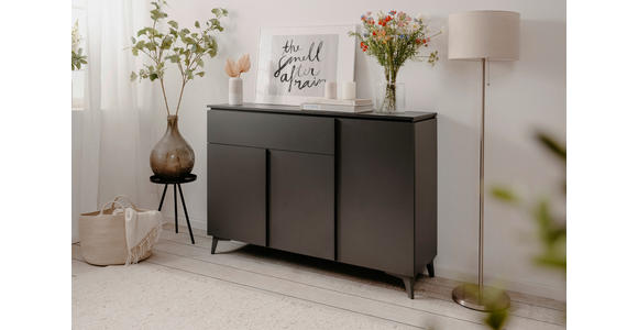 SIDEBOARD Anthrazit, Schieferfarben Einlegeböden  - Schieferfarben/Anthrazit, KONVENTIONELL, Holzwerkstoff/Kunststoff (133/92/40cm) - Carryhome