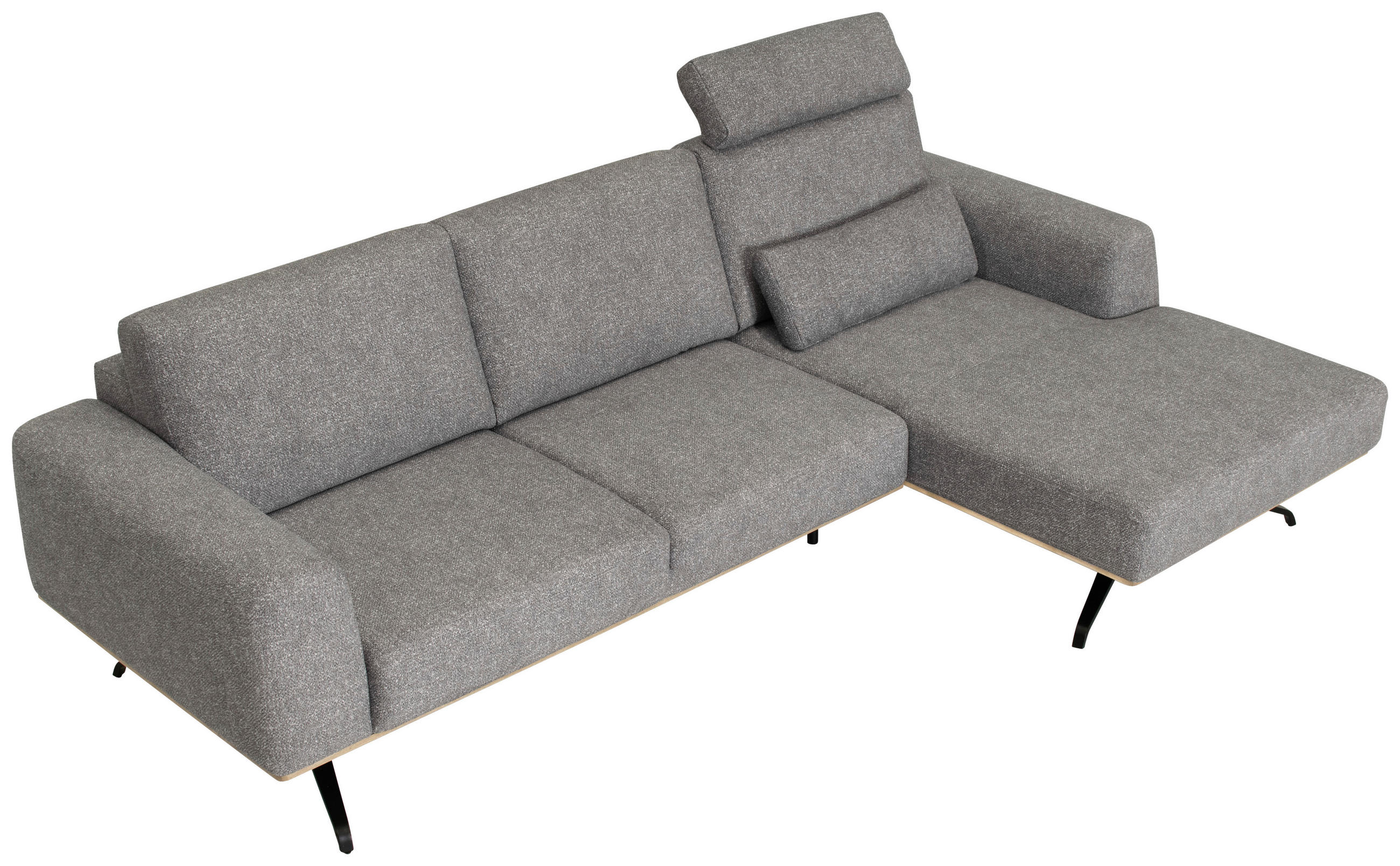 ECKSOFA in Struktur Grau  - Schwarz/Grau, Design, Textil/Metall (262/157cm) - Novel