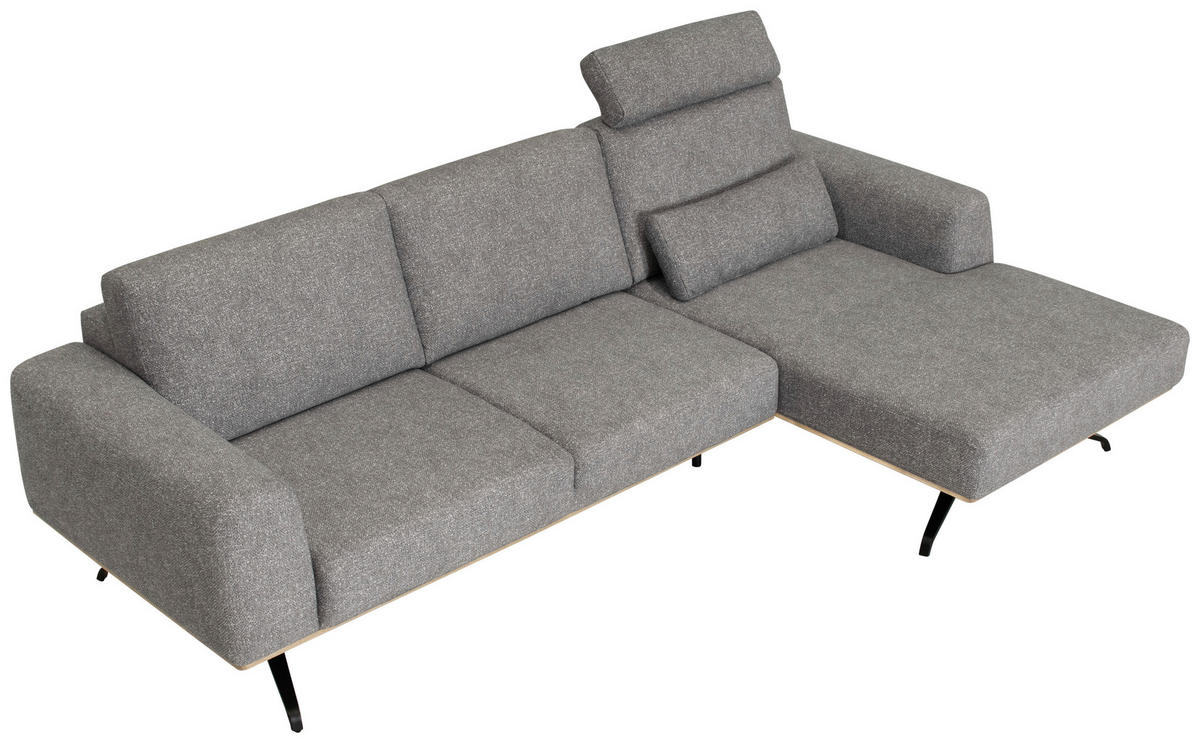 ECKSOFA in Struktur Grau  - Schwarz/Grau, Design, Textil/Metall (262/157cm) - Novel