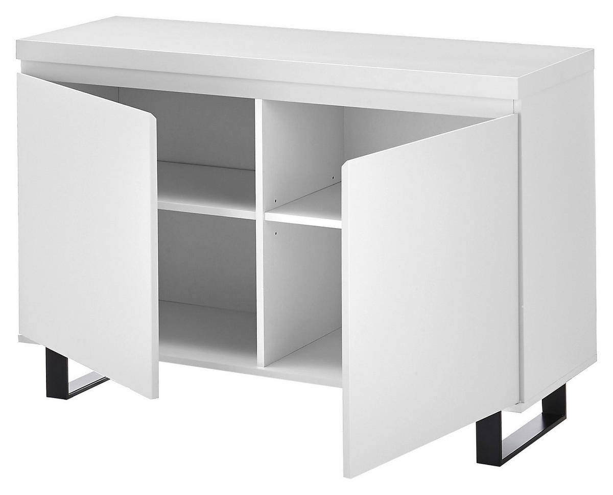 KOMMODE 111/74/40 cm  in Schwarz, Weiss  - Weiss/Schwarz, Basics, Holzwerkstoff/Metall (111/74/40cm)