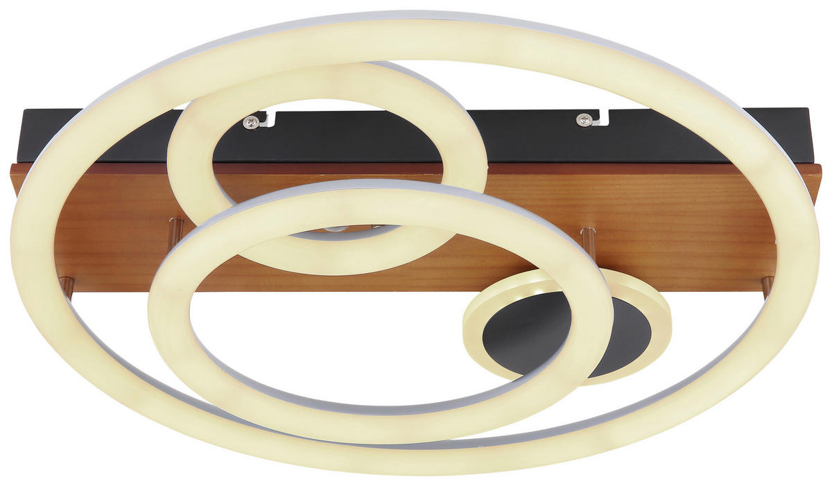 LED-DECKENLEUCHTE 55 W  48/11 cm    - Opal/Schwarz, Design, Holz/Kunststoff (48/11cm) - Globo