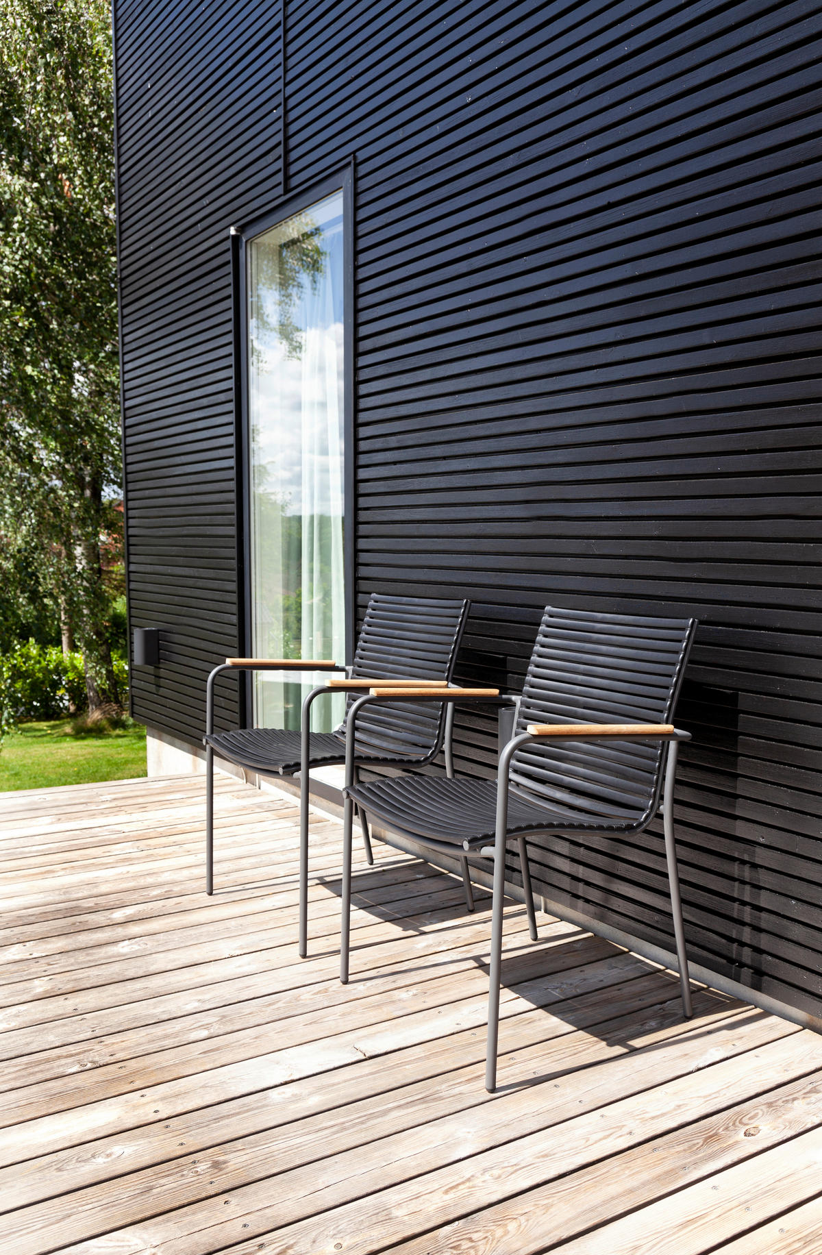 GARTENTISCHGRUPPE  - Anthrazit/Schwarz, Natur, Holz/Kunststoff (209/84/150cm) - Gardenson