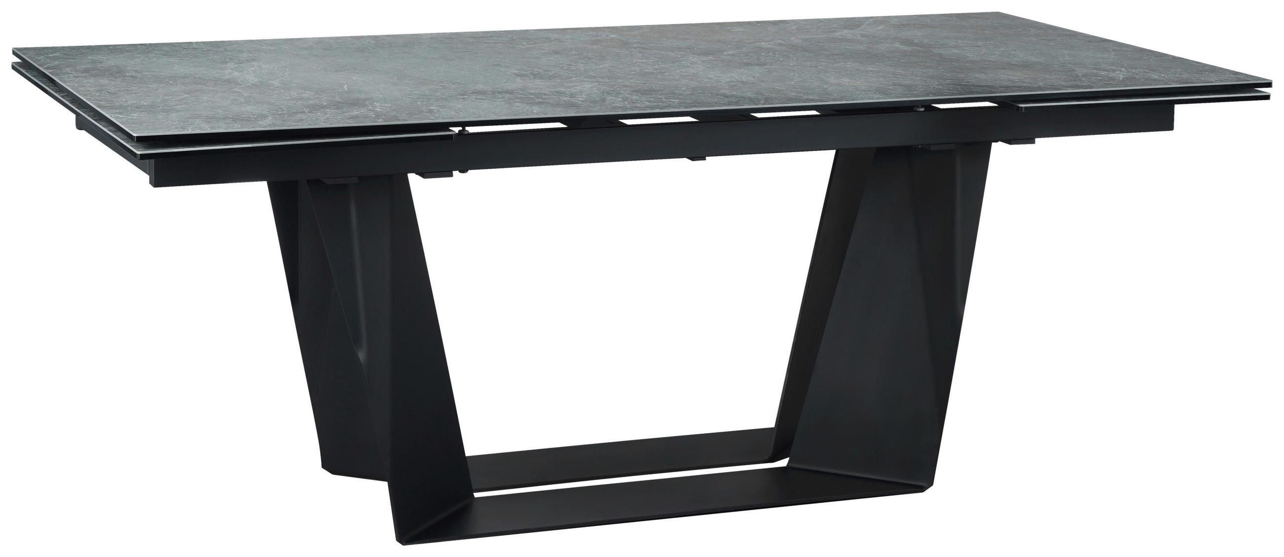 ESSTISCH in Metall, Glas, Keramik 200-300/100/76 cm  - Schwarz/Grau, Design, Glas/Keramik (200-300/100/76cm) - Emilio Belluti