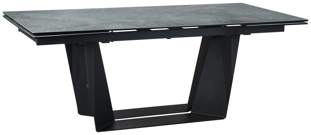 ESSTISCH in Metall, Glas, Keramik 200-300/100/76 cm  - Schwarz/Grau, Design, Glas/Keramik (200-300/100/76cm) - Emilio Belluti
