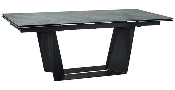 ESSTISCH in Metall, Glas, Keramik 200-300/100/76 cm  - Schwarz/Grau, Design, Glas/Keramik (200-300/100/76cm) - Emilio Belluti