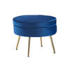 HOCKER in Textil Dunkelblau  - Goldfarben/Dunkelblau, MODERN, Textil/Metall (52/41/52cm) - Livetastic