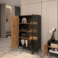HIGHBOARD  103/167/38 cm  - Eiche Wotan/Schwarz, KONVENTIONELL, Glas/Holzwerkstoff (103/167/38cm) - Xora