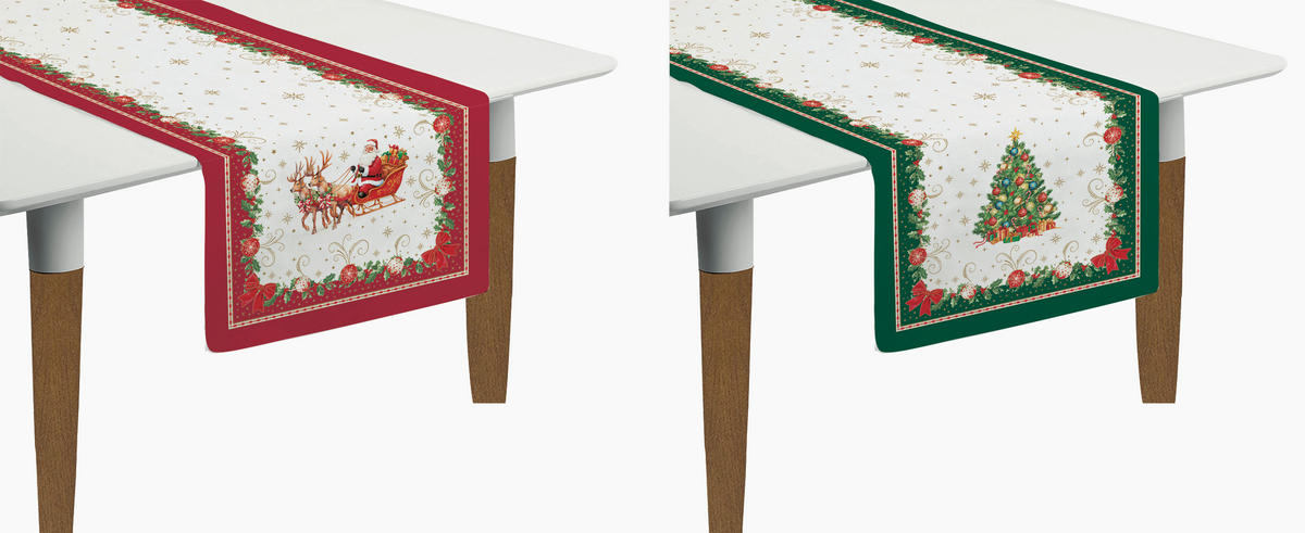 TISCHLÄUFER CHRISTMAS HERITAGE 140/45 cm  - Smaragdgrün/Rot, Basics, Textil (140/45cm) - POZZI AND EASY LIFE