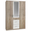KLEIDERSCHRANK 3-türig Weiß, Eiche San Remo  - Alufarben/Weiß, KONVENTIONELL, Glas/Holzwerkstoff (135/199/58cm) - Boxxx