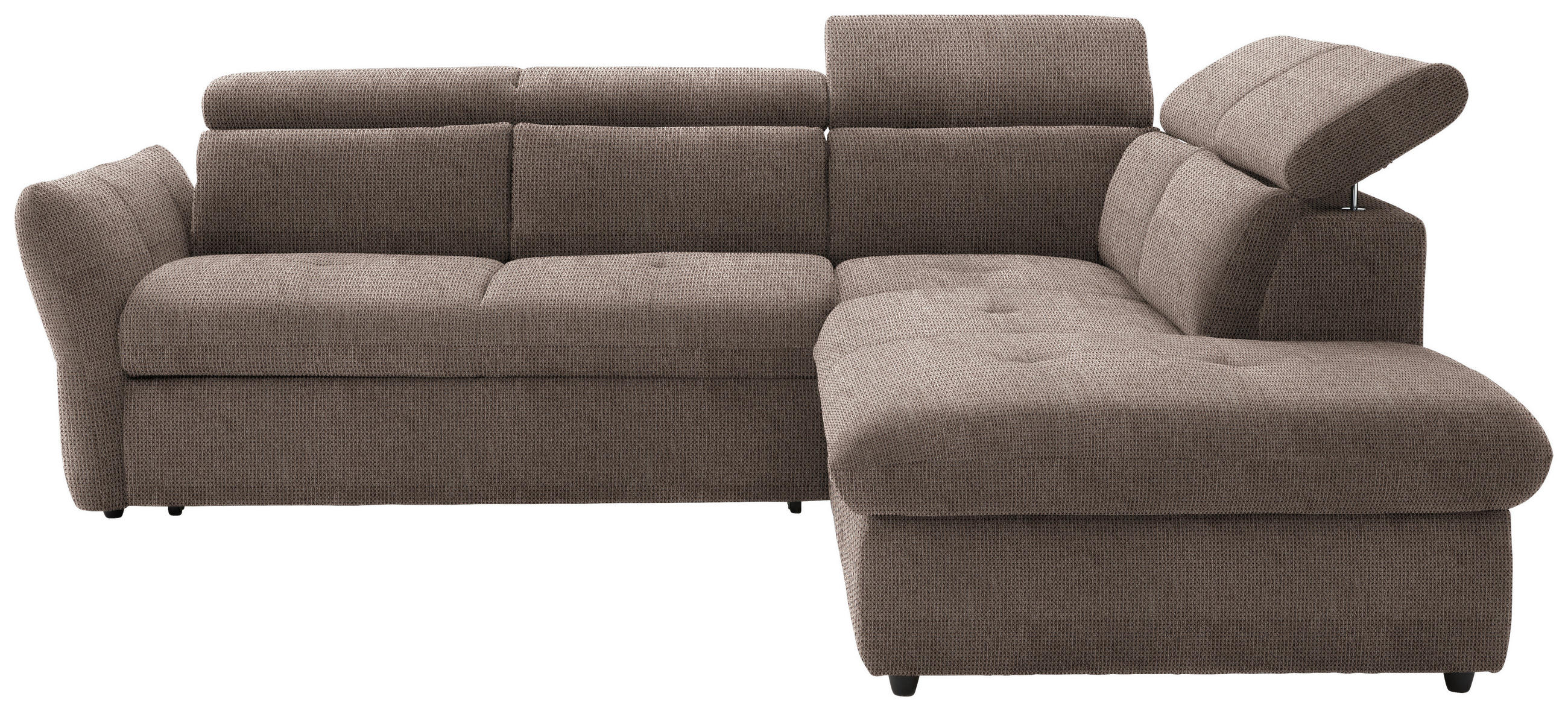 ECKSOFA in Mikrofaser Taupe  - Taupe/Schwarz, Design, Kunststoff/Textil (254/224cm) - Livetastic