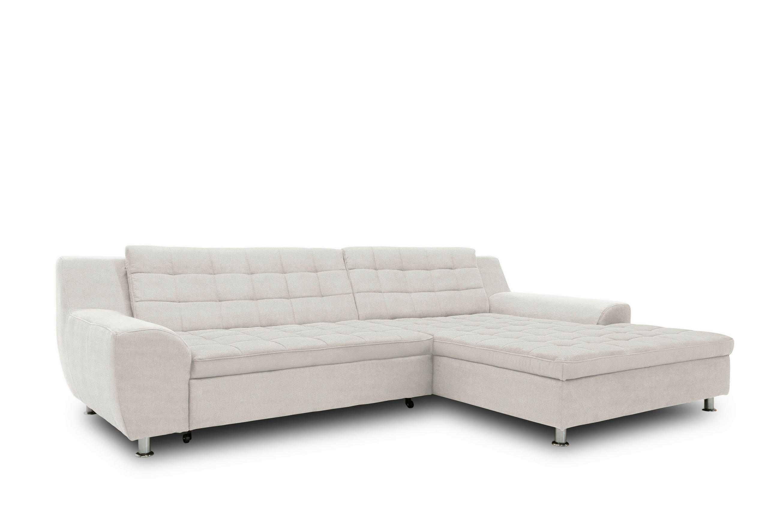 ECKSOFA MORTON Beige Mikrofaser  - Chromfarben/Beige, MODERN, Textil/Metall (304/200/84cm) - MID.YOU