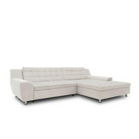 ECKSOFA MORTON Beige Mikrofaser  - Chromfarben/Beige, MODERN, Textil/Metall (304/200/84cm) - MID.YOU